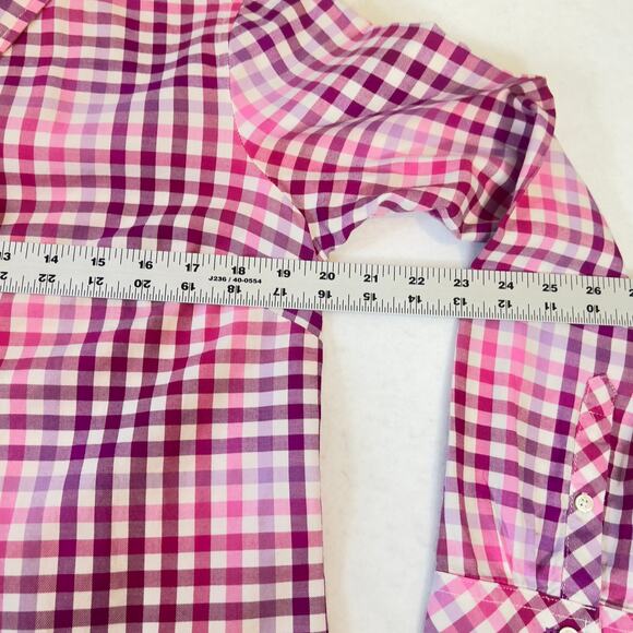 Talbots Button Shirt Woman's Small Long Sleeve Pink Purple Plaid All Cotton - Picture 8 of 10